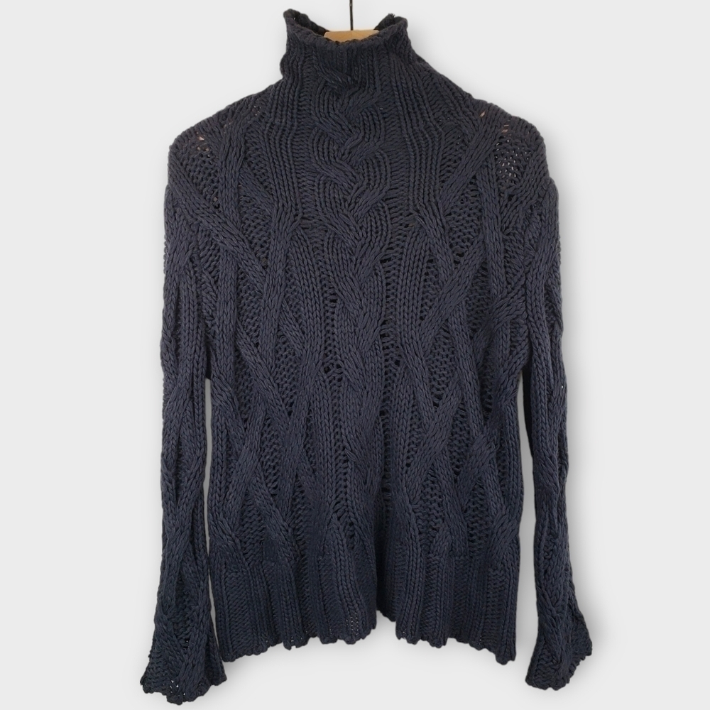 Goodnight Macaroon Navy Cable Knit Sweater Medium - Picture 3 of 7
